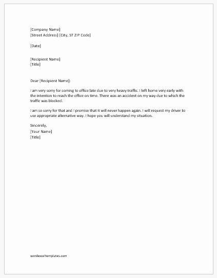 Letter Of Explanation Word Template Inspirational Explanation Letter for Tardiness Due to Transportation