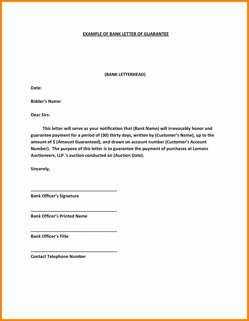 Letter Of Guarantee for Auto Title Elegant Tenant Guarantor Letter Template Sample