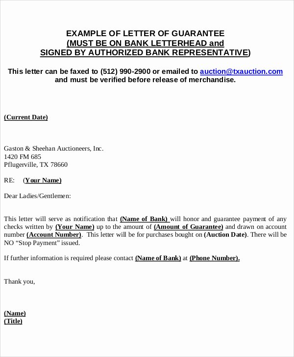 Letter Of Guarantee for Auto Title Luxury 54 Guarantee Letter Samples Pdf Doc