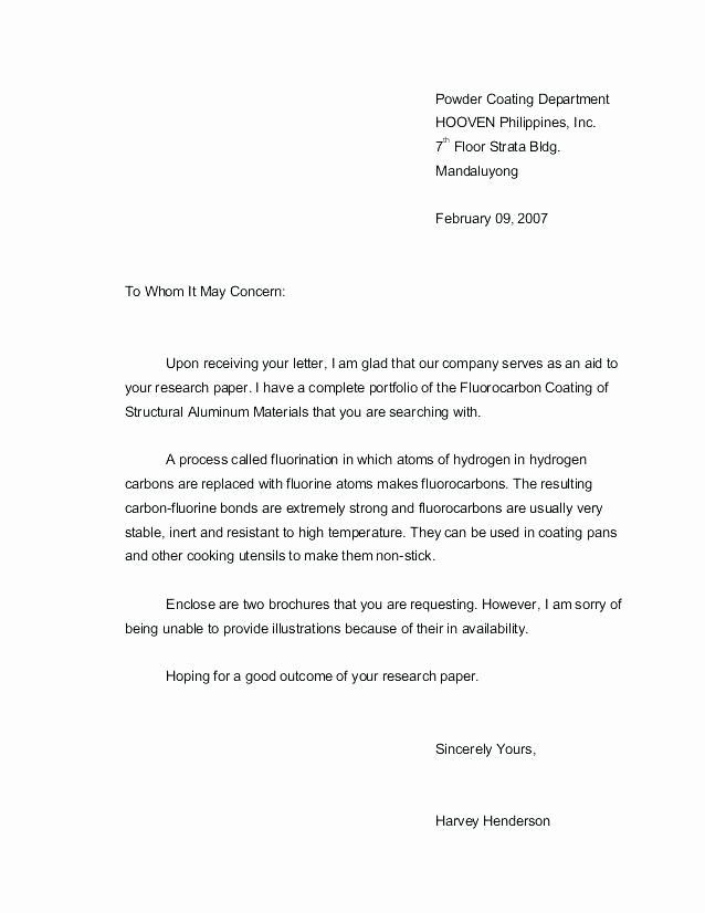 Letter Of Inquiry format Fresh format Letter Inquiry