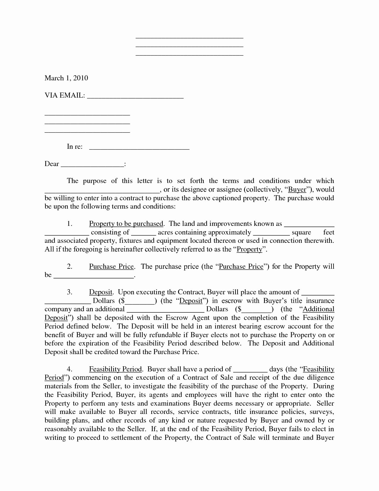 Letter Of Intent to Purchase Real Estate Template Best Of Letter Intent to Purchase Land Template Examples
