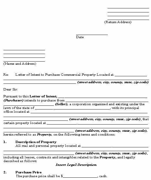 Letter Of Intent to Purchase Real Estate Template Lovely Letter Of Intent to Purchase Mercial Real Estate