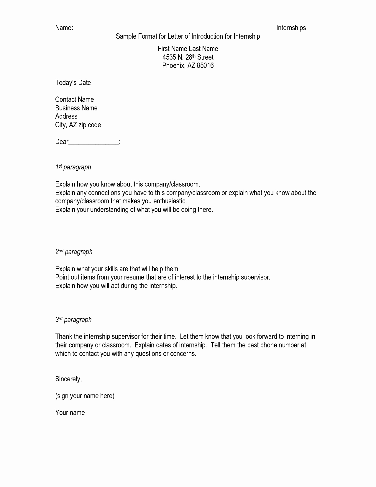 Letter Of Introduction format Best Of Letter Introduction Template