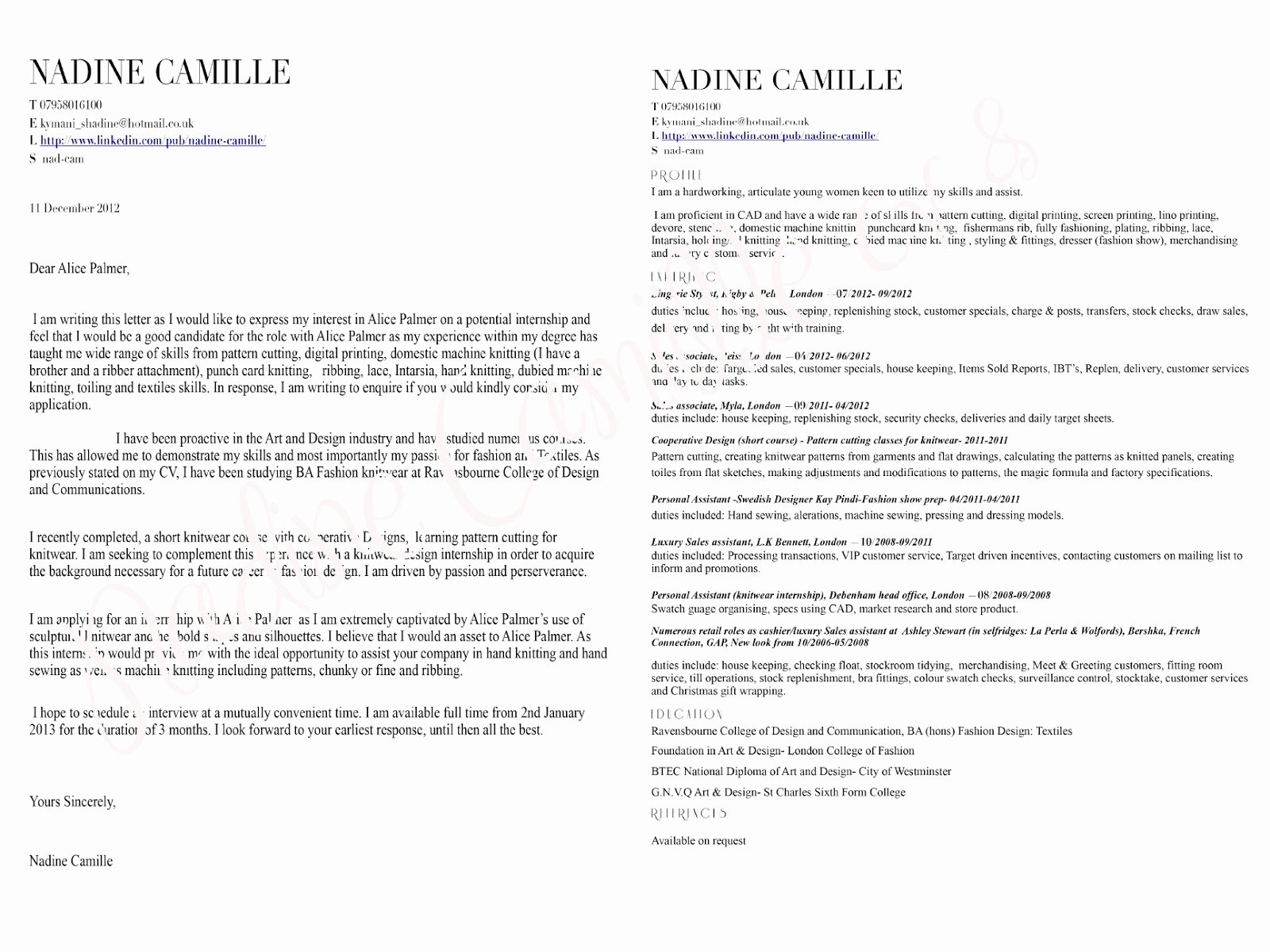 Letter Of Introduction Vs Cover Letter Beautiful Kymani Shadine Placement Cover Letter &amp; Cv