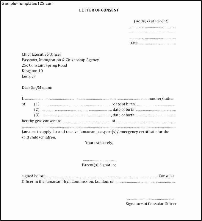 Letter Of Permission to Travel with Grandchildren Template Best Of Consent form to Travel with E Parent Download Sample