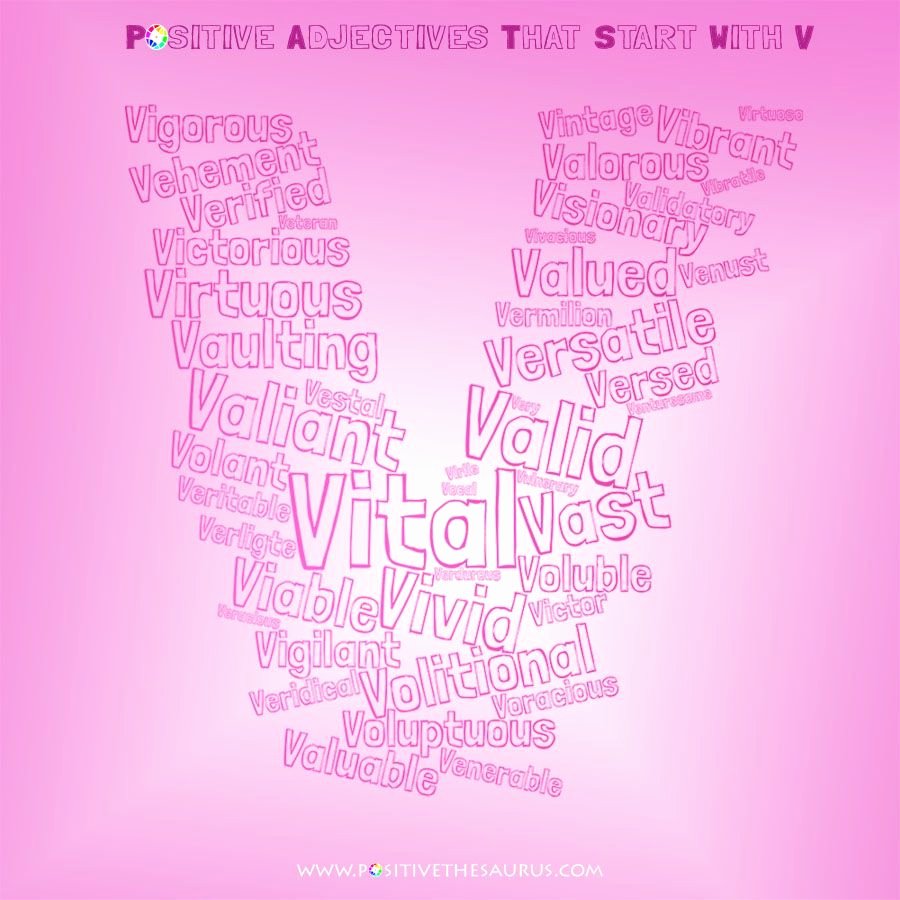 Letter Of Recommendation Adjectives Luxury Vast List Of Positive Adjectives Starting with V Wordcloud