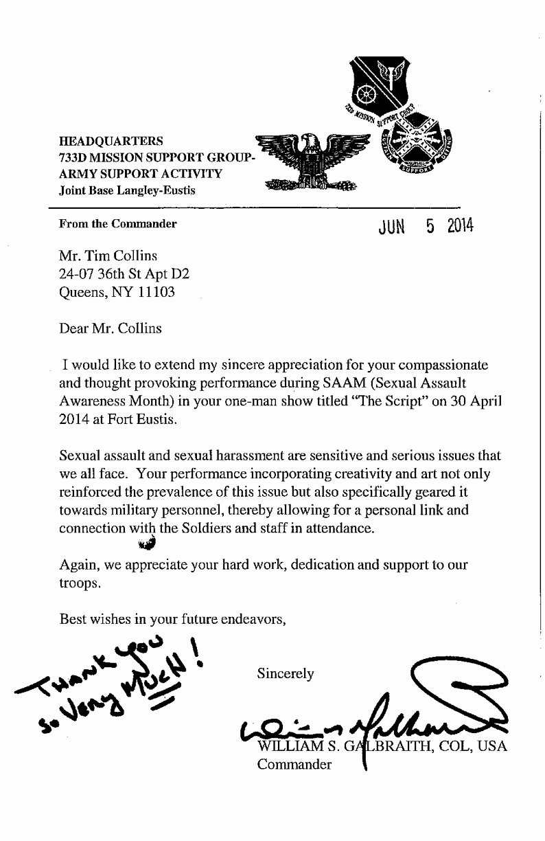 Letter Of Recommendation Army New Tim Collins