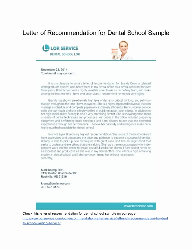 Letter Of Recommendation Dental School New Samples Of Letter Of Re Mendation