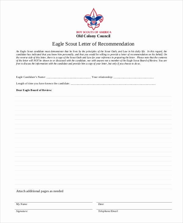 Letter Of Recommendation Eagle Scout Lovely Examples Of Re Mendation Letter
