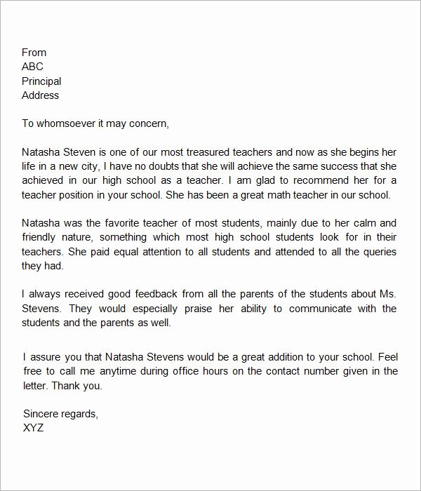 Letter Of Recommendation Etiquette Unique Sample Letter Of Re Mendation for Teacher 18