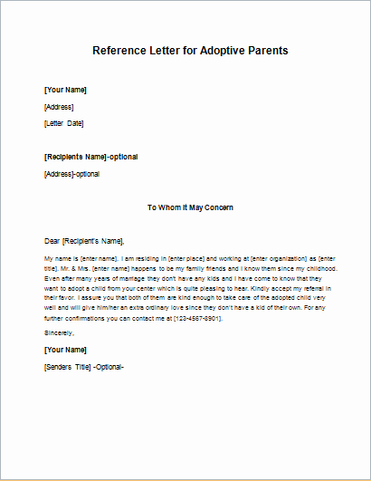 Letter Of Recommendation for Adoption Beautiful Adoptive Parents Reference Letters