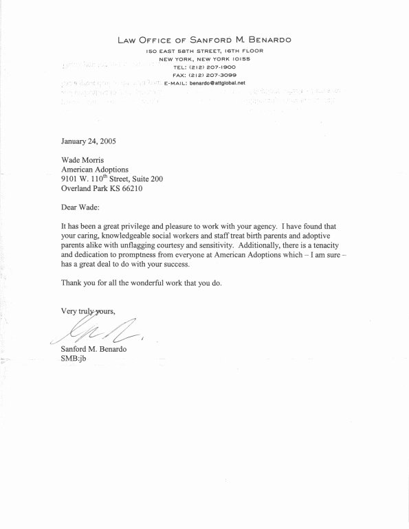 Letter Of Recommendation for Adoption Inspirational American Adoptions Sanford M Benardo