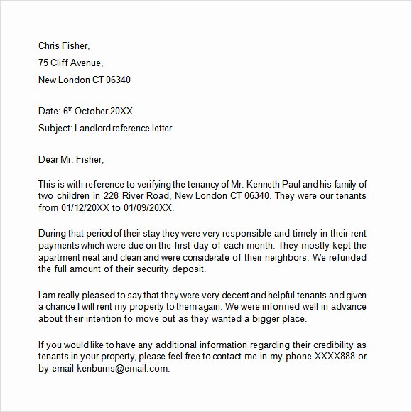 Letter Of Recommendation for Apartment Beautiful Landlord Reference Letter Template 8 Download Free