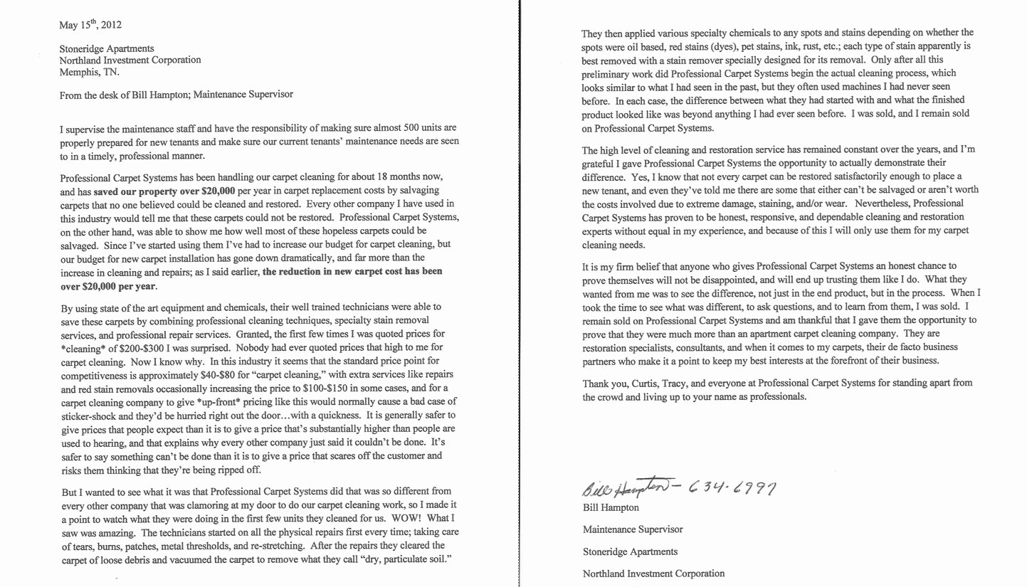 Letter Of Recommendation for Apartment Best Of Carpet Cleaning Testimonials Memphis