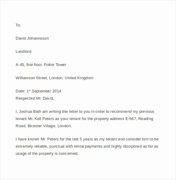 Letter Of Recommendation for Apartment Elegant 8 Sample Tenant Reference Letters