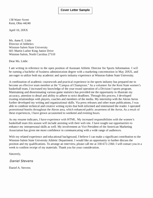 Letter Of Recommendation for athletes Unique athlete Cover Letter