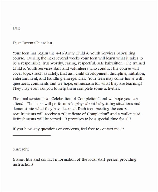Letter Of Recommendation for Babysitter Elegant 8 Babysitter Reference Letter Templates Free Sample