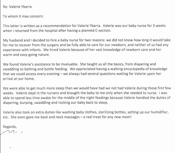Letter Of Recommendation for Babysitter Unique Babysitting Reference Letter Sample topresume
