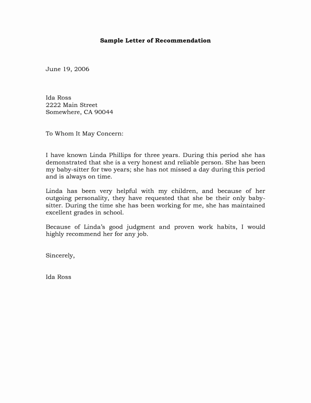 Letter Of Recommendation for Caregiver New Nanny Sample Resume some Resumes How Make Easy Example