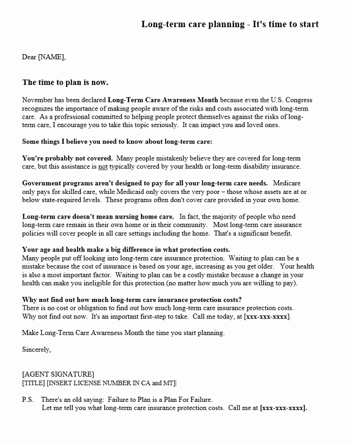 Letter Of Recommendation for Ltc Fresh Sample Long Term Care Letters Dataman Group Direct