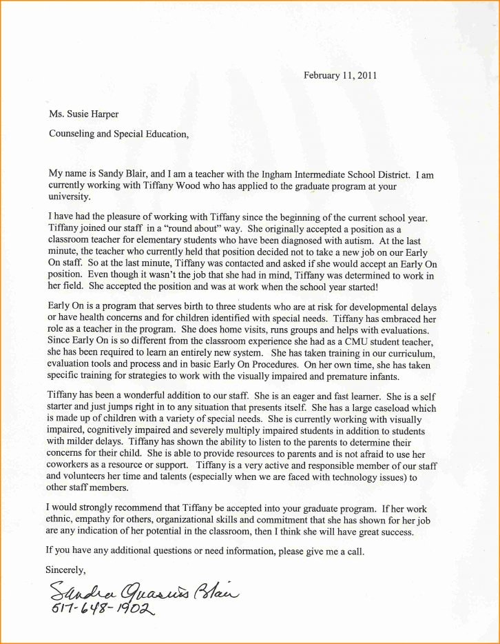 Letter Of Recommendation for Masters Beautiful Re Mendation Letter for Graduate School