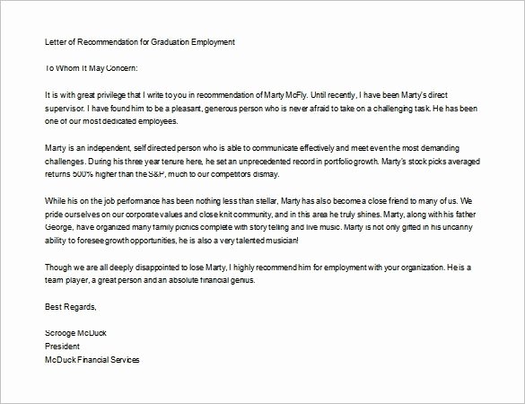 Letter Of Recommendation for Masters Unique Sample Letter Re Mendation for Graduate School From