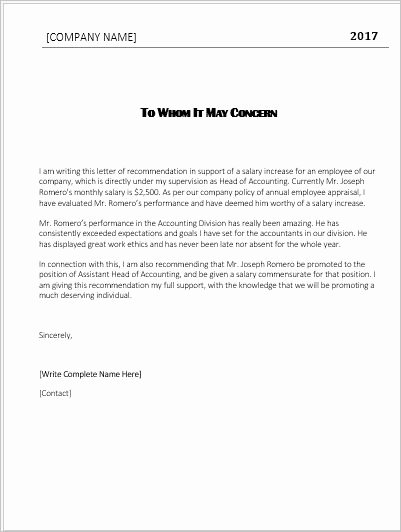Letter Of Recommendation for Ms Unique Employee Re Mendation Letter Templates for Ms Word