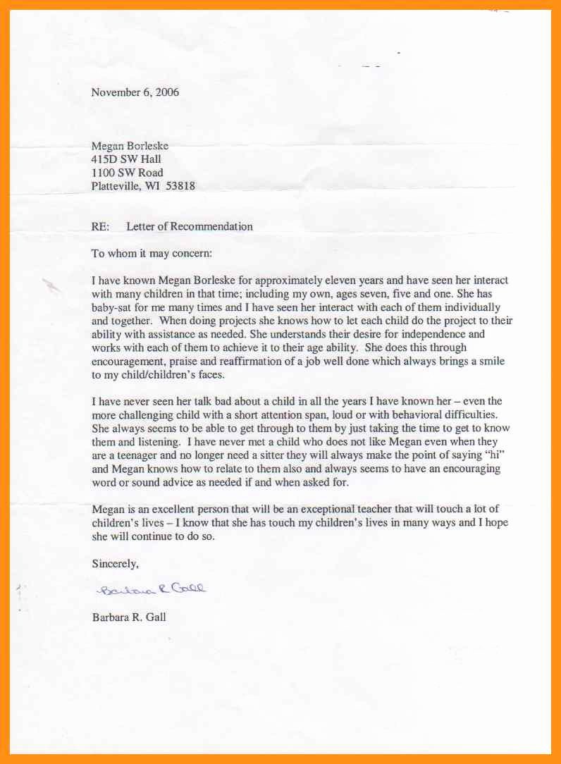 Letter Of Recommendation for Nanny Lovely Nanny Letter Of Re Mendation