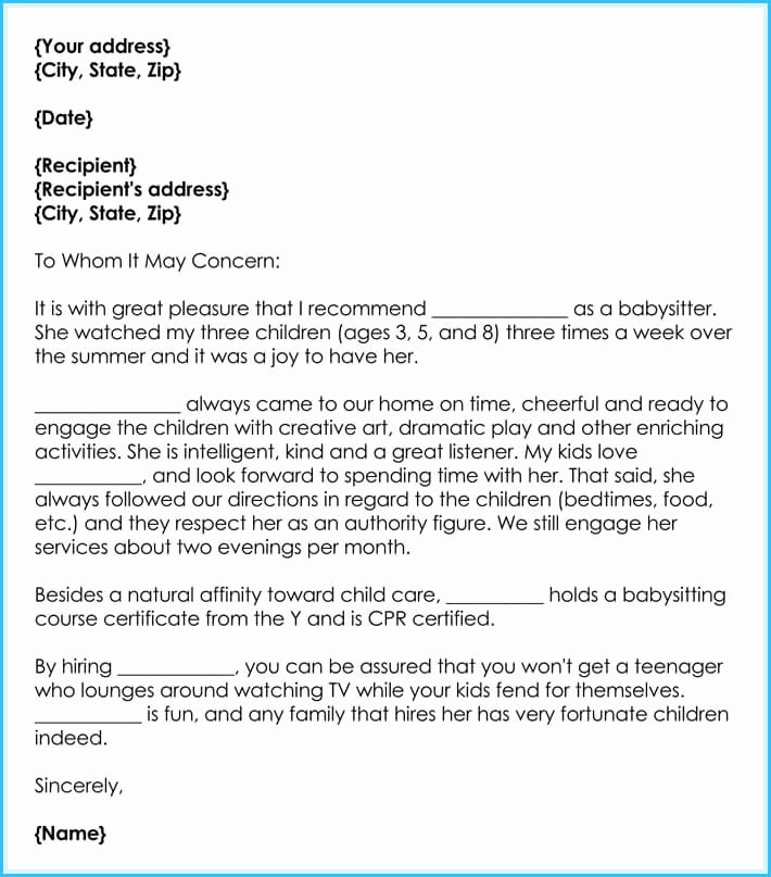 Letter Of Recommendation for Nanny Unique Babysitter Reference Letter Writing Guide &amp; Free Sample