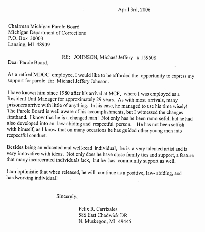 Letter Of Recommendation for Parole Fresh Family Support Letter for Parole