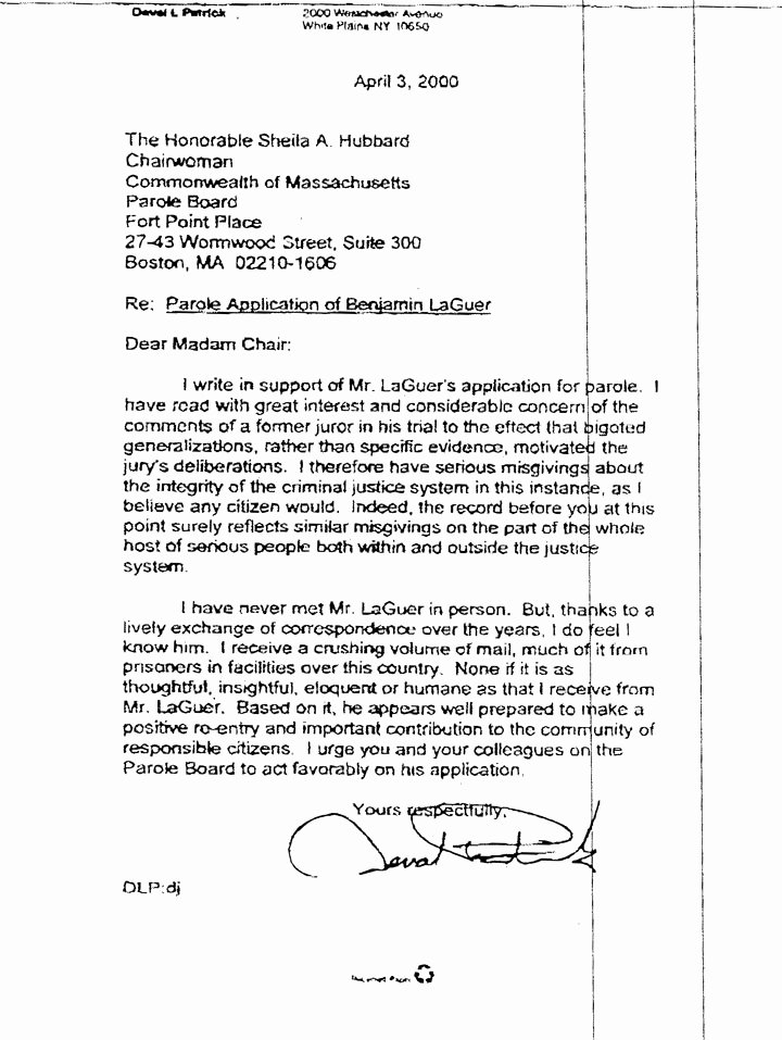 Letter Of Recommendation for Parole Lovely Sample Letter for Parole Board Cover Letter Samples