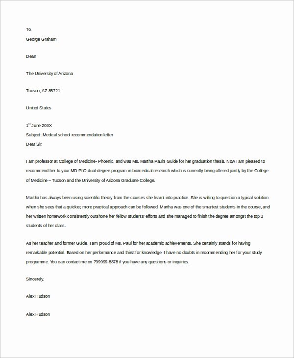Letter Of Recommendation for Physician Beautiful 8 Example Letters Of Re Mendation
