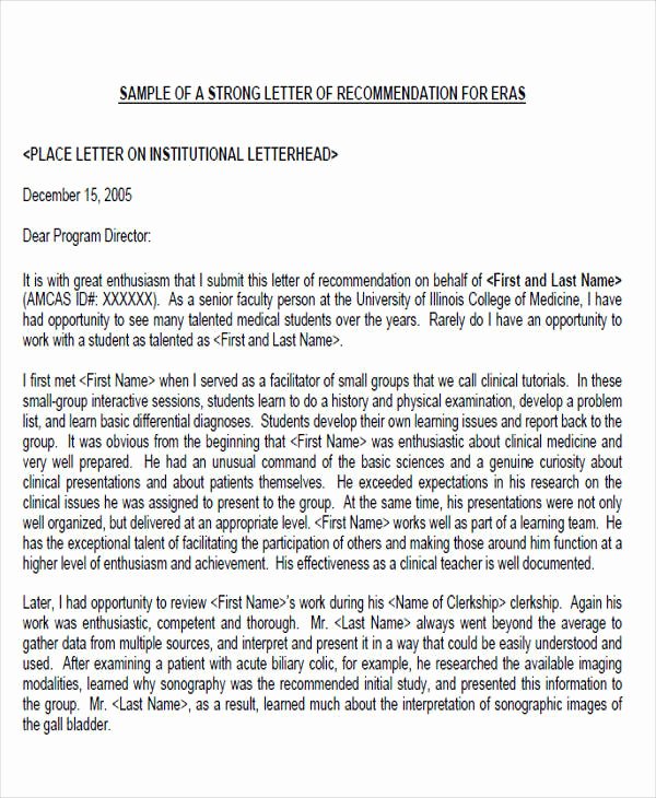 Letter Of Recommendation for Physician Lovely 8 Sample Physician Re Mendation Letters Doc Pdf