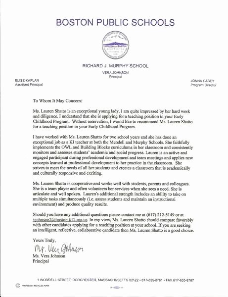 Letter Of Recommendation for Principals Fresh Sample Letters Re Mendation for A Principal