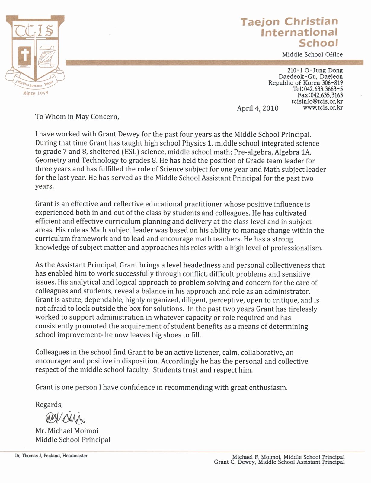 Letter Of Recommendation for Principals Unique Dynamic Dewey Systems Letter Of Reference Principal at Tcis