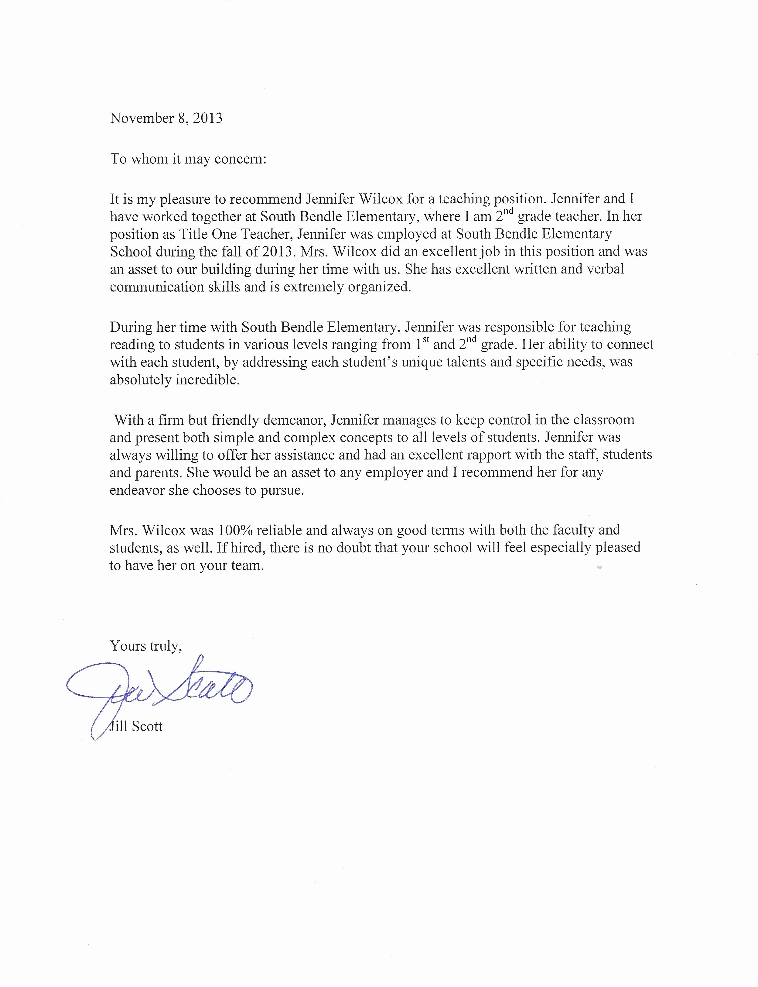 Letter Of Recommendation for Principalship Fresh Re Mendations