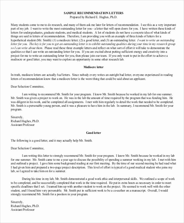 Letter Of Recommendation for Professorship Beautiful 8 Sample Letter Of Re Mendation formats