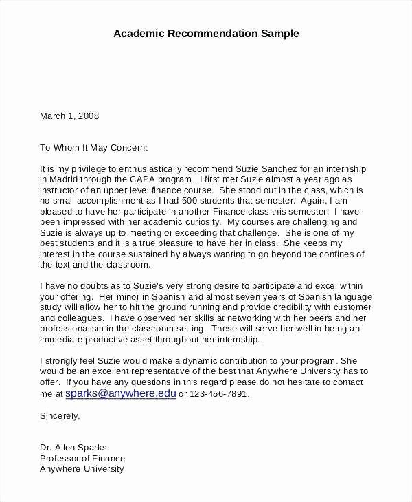 Letter Of Recommendation for Professorship Inspirational Re Mendation Letter for Graduate School From Professor