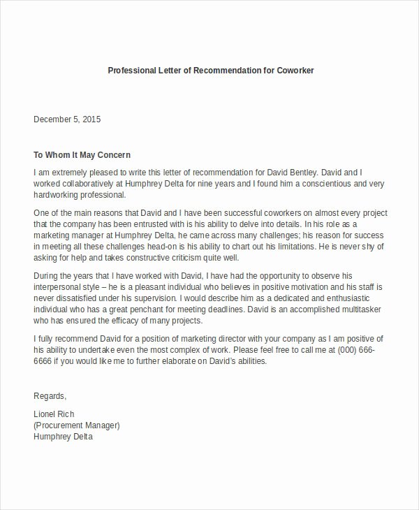 Letter Of Recommendation for Professorship New Professional Letter Re Mendation