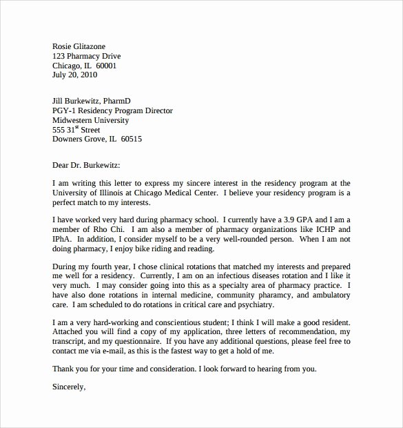 Letter Of Recommendation for Residency Unique Letter Of Intent Medical School 7 Free Samples