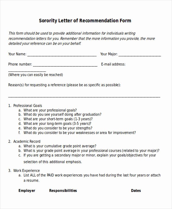 Letter Of Recommendation for sorority Unique 7 Sample sorority Re Mendation Letters Pdf Doc