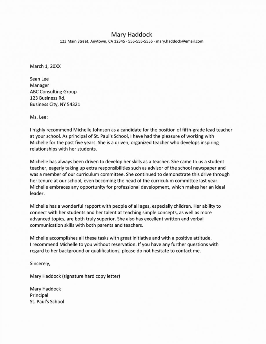 Letter Of Recommendation for Teacher Awesome Testimony Letter Sample Employment for Court Witness