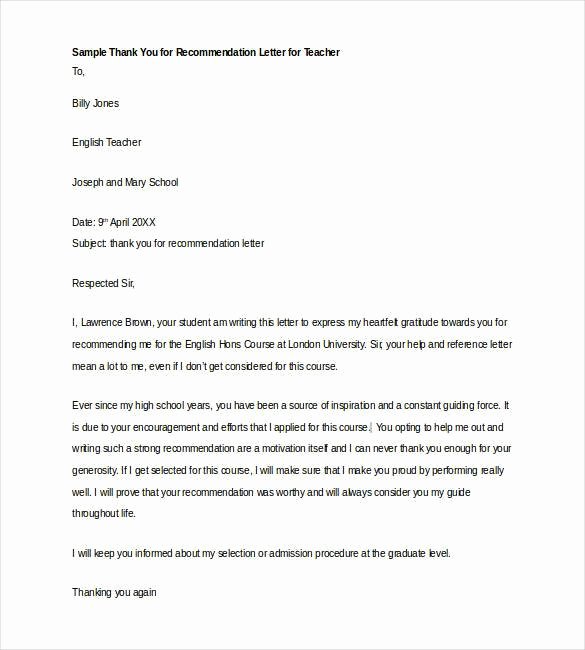 Letter Of Recommendation for Teachers Awesome 28 Letters Of Re Mendation for Teacher Pdf Doc