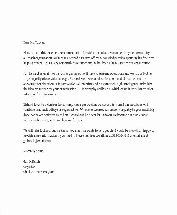 Letter Of Recommendation for Volunteers Best Of 40 Re Mendation Letter Templates In Pdf