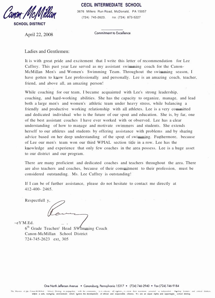 Letter Of Recommendation From Coach Elegant Teaching Certificate