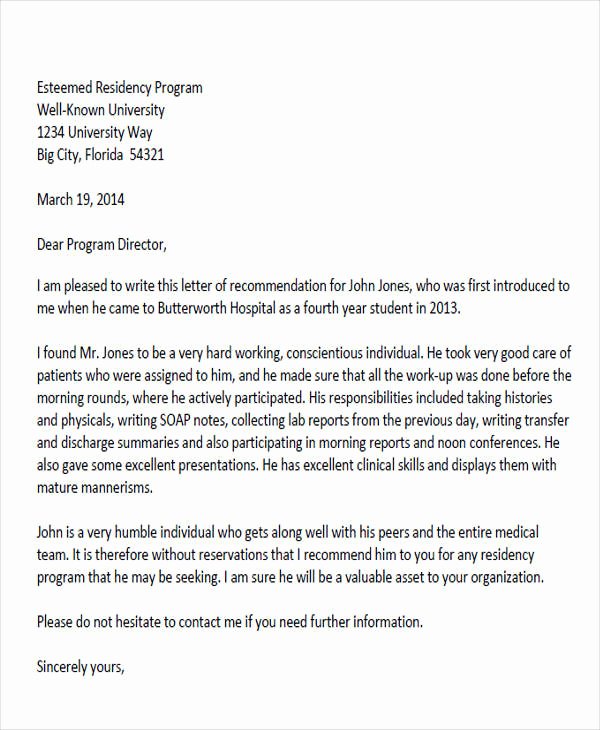 Letter Of Recommendation From Doctor New 8 Sample Physician Re Mendation Letters Doc Pdf