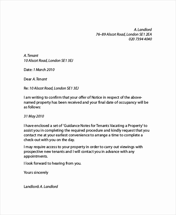 Letter Of Recommendation From Landlord New Sample Lease Termination Letter From Landlord to Tenant
