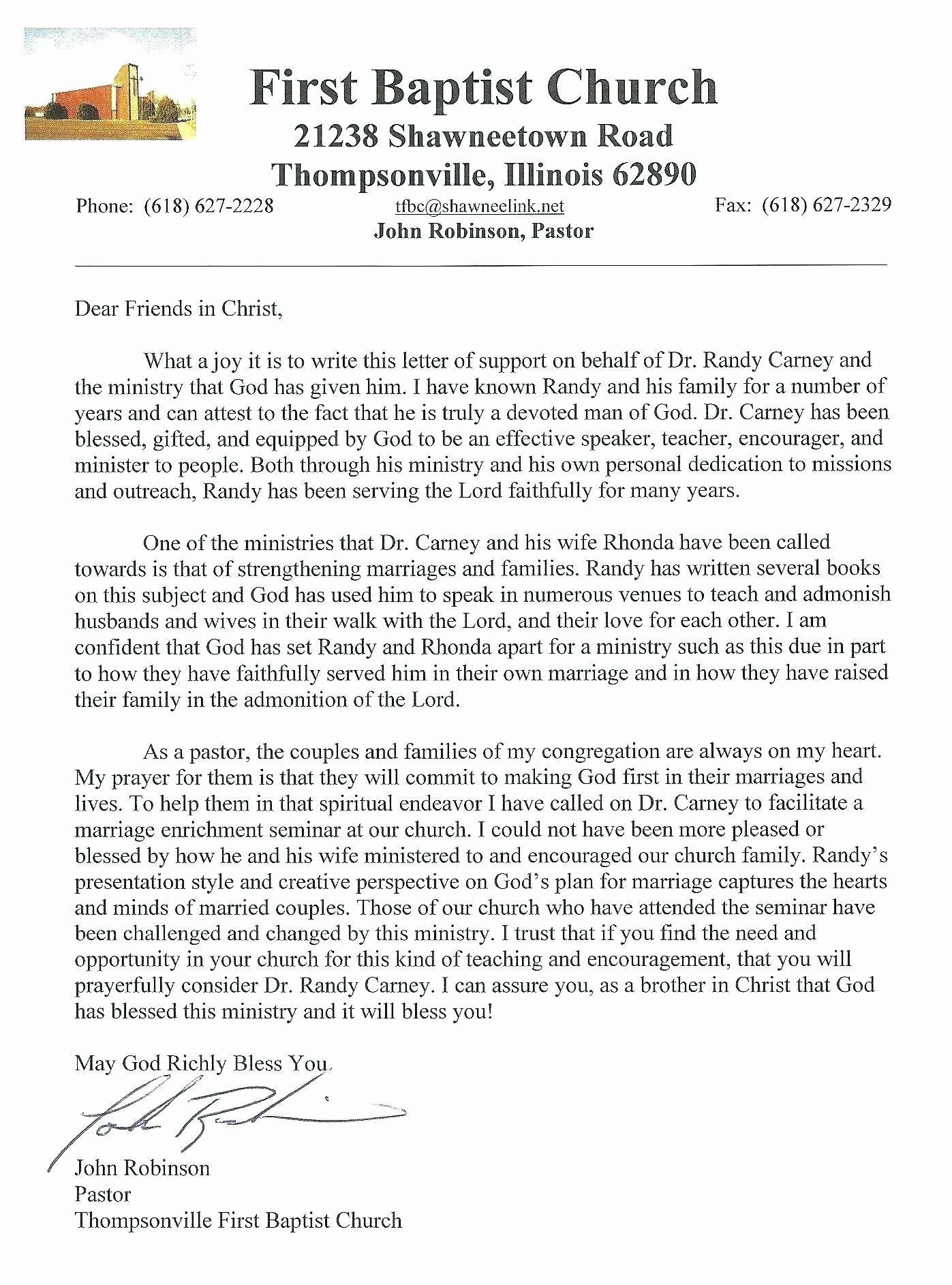 Letter Of Recommendation From Pastor Lovely Pastoral Reference Letter Examples