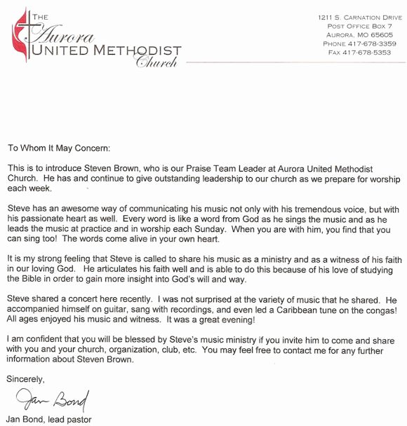 Letter Of Recommendation From Pastor New Steven Brown References Page