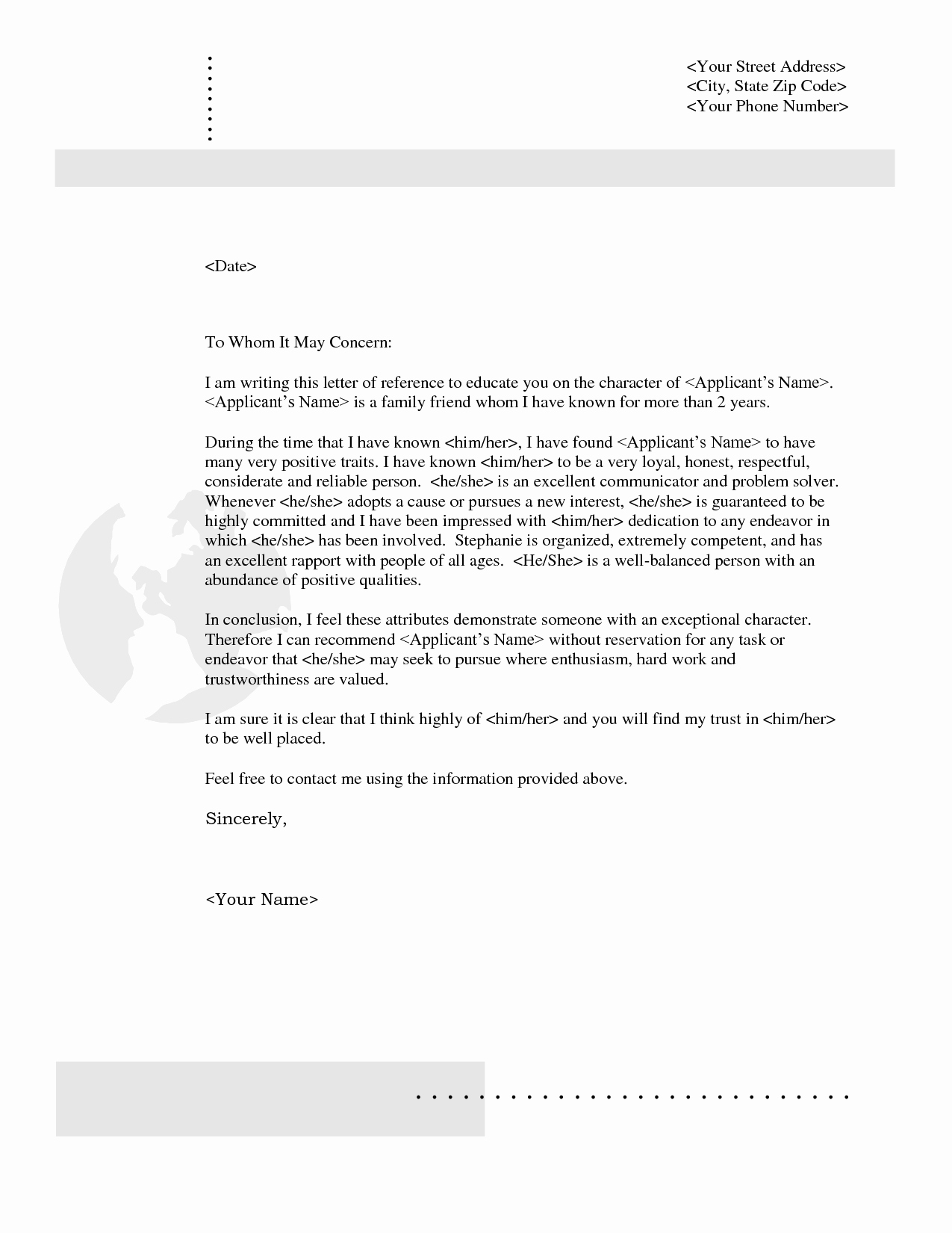 Letter Of Recommendation Letterhead Awesome Character Reference Letter Yahoo Image Search Results